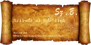 Szilvási Bálint névjegykártya